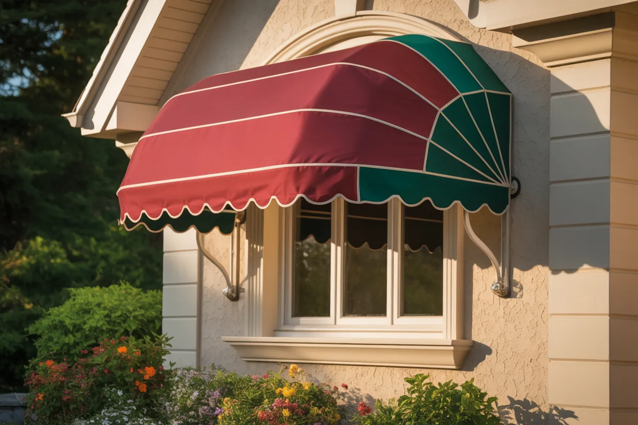 Door canopy and window awnings on Dunedin home